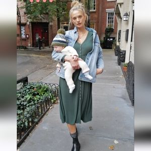 Hatch Softest Rib Nursing Dress, Colorado Pine Size 0